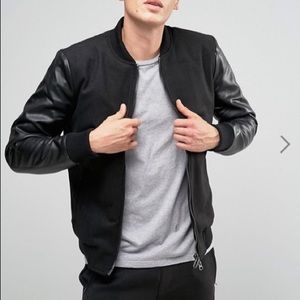 ASOS Only & Sons Wool Faux Leather Bomber Jacket